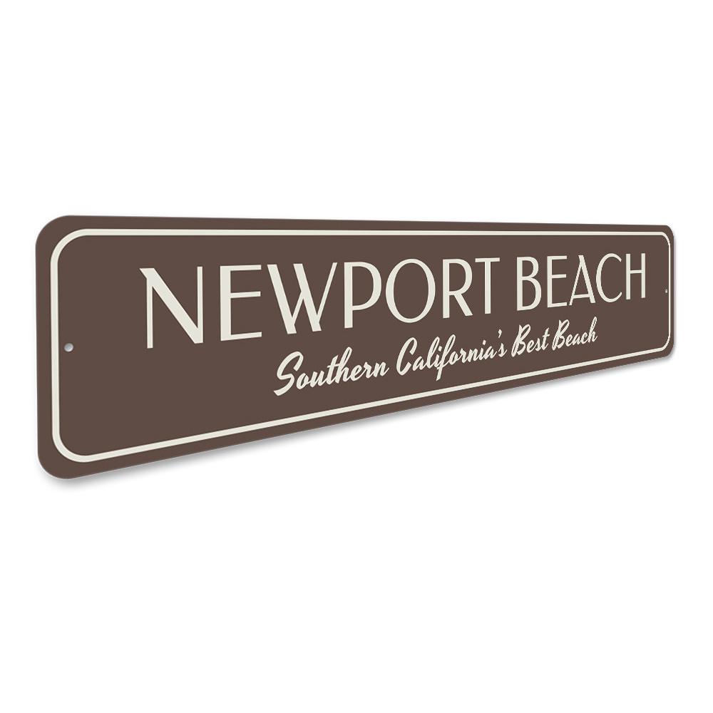 Newport Beach Sign made of high-quality aluminum, featuring a coastal design perfect for beach houses and decor.