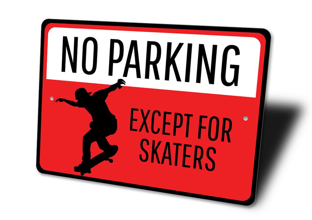 A durable No Parking Except sign made from high-quality aluminum, featuring clear text and vibrant colors for easy visibility.