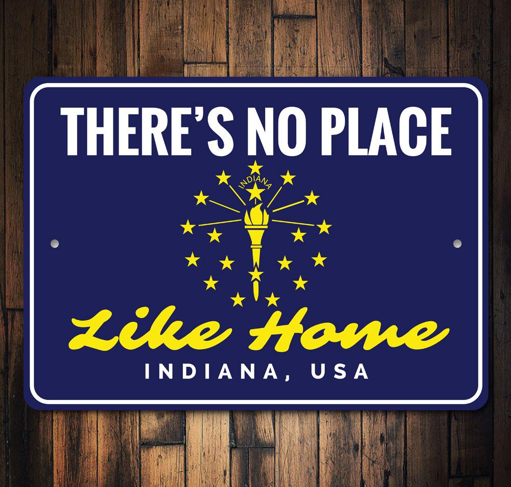 A decorative No Place Like Home Sign made of high-quality aluminum, featuring a charming design suitable for various rooms.