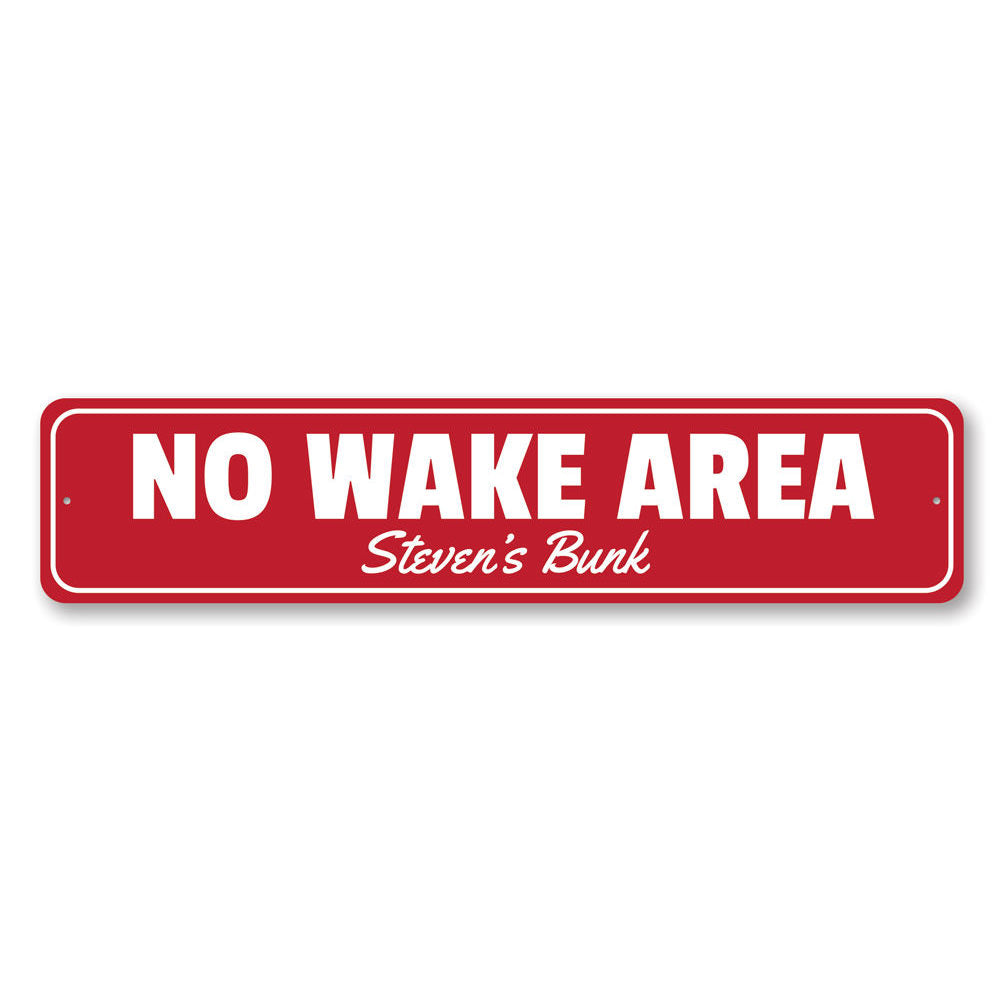 A No Wake Area Sign made of durable aluminum, featuring clear text and vibrant colors, designed for safety on the water.