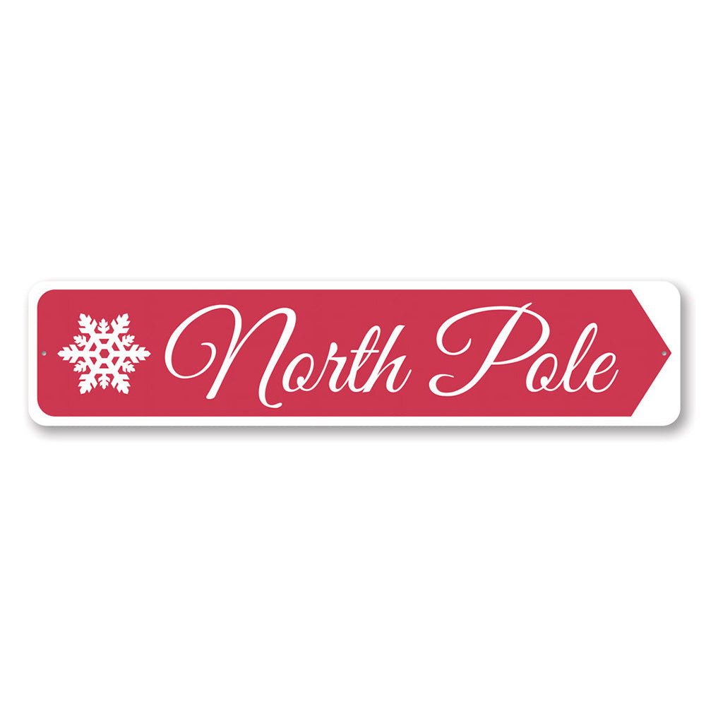 North Pole Snowflake Sign featuring a festive snowflake design, perfect for holiday decorations.