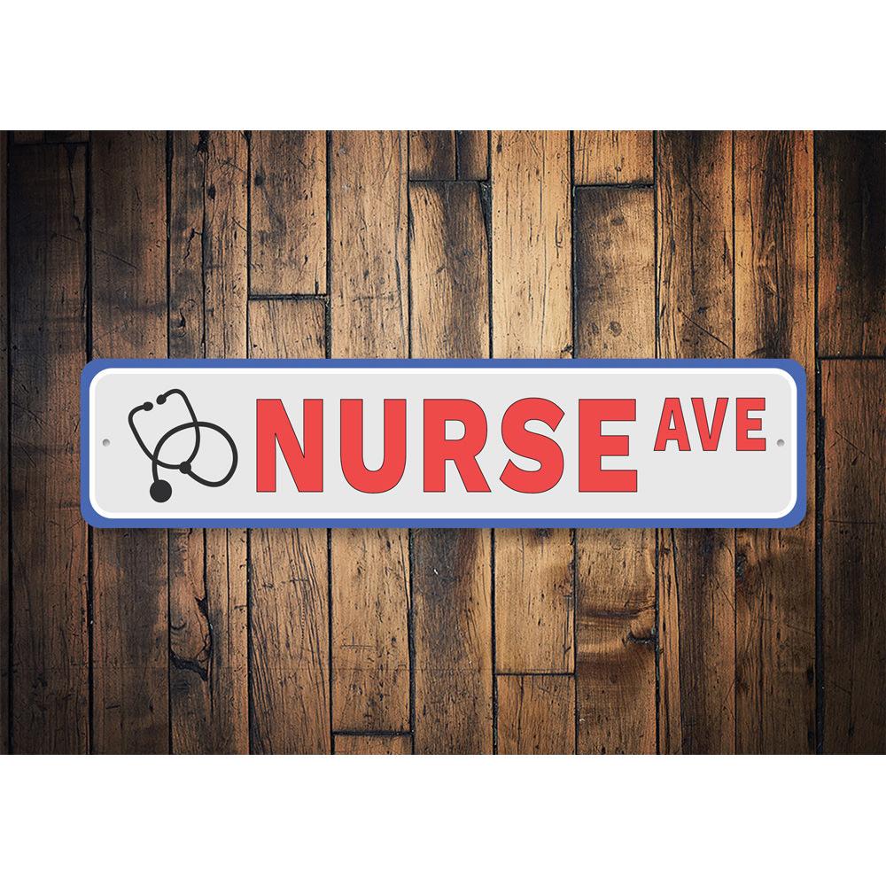 Nurse Street Sign made of high-quality aluminum, featuring customizable text and pre-drilled holes for easy mounting.