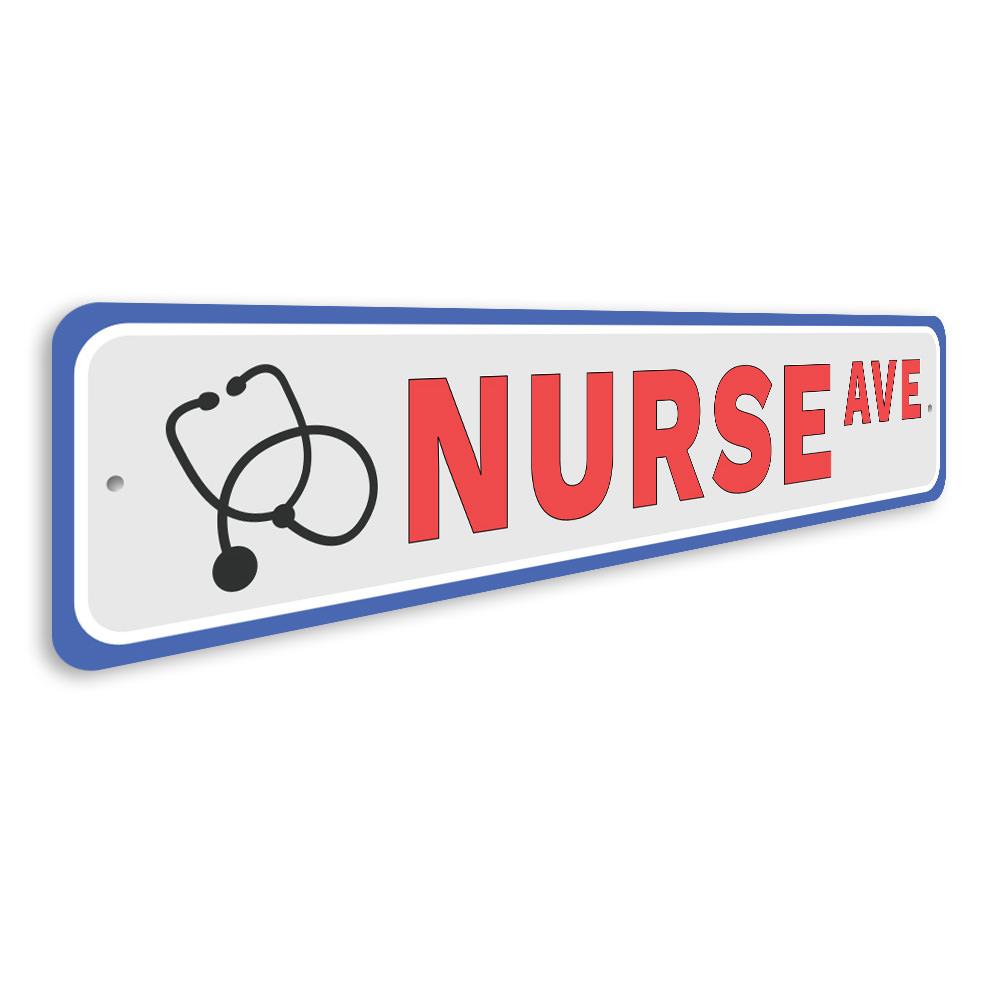 Nurse Street Sign made of high-quality aluminum, featuring customizable text and pre-drilled holes for easy mounting.