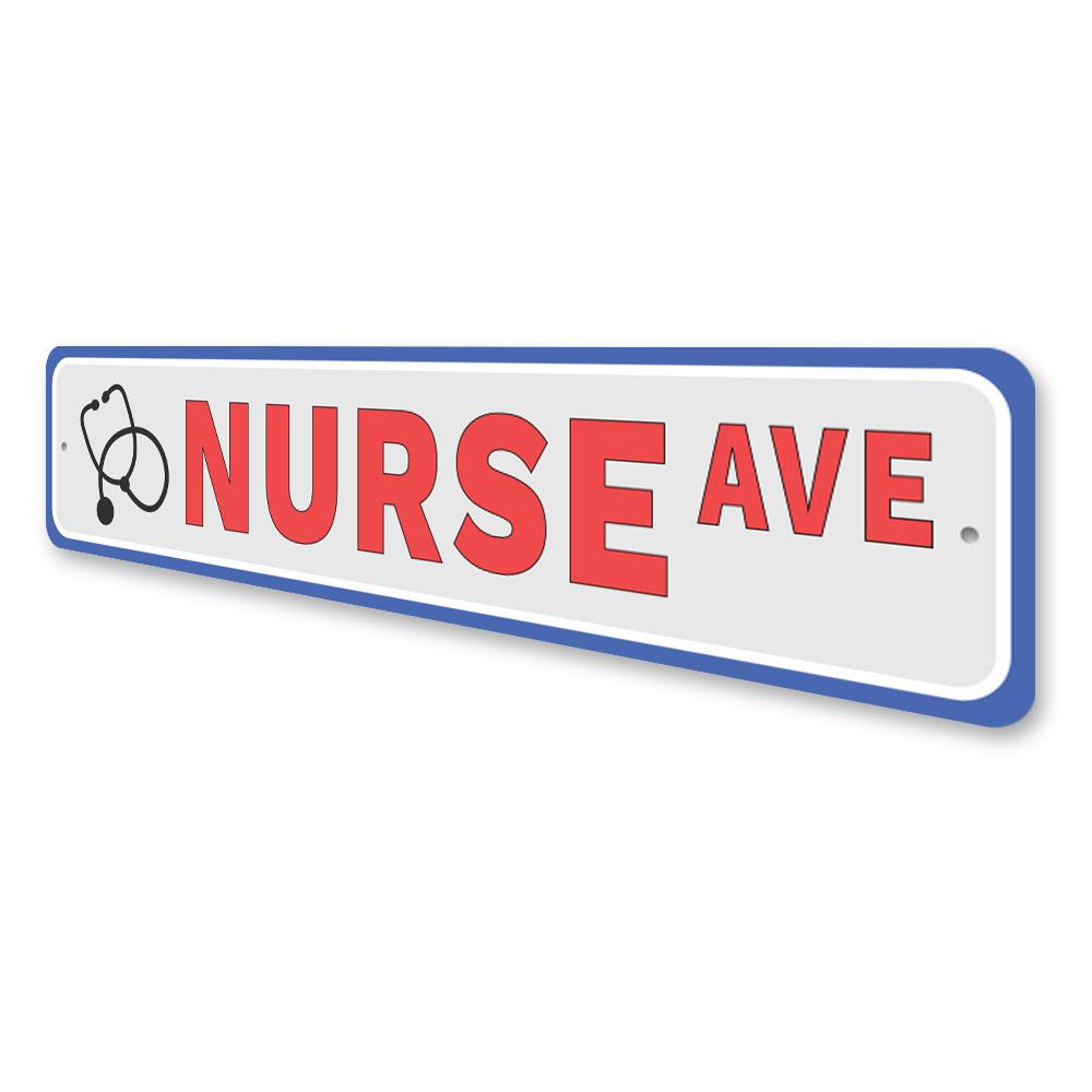 Nurse Street Sign made of high-quality aluminum, featuring customizable text and pre-drilled holes for easy mounting.