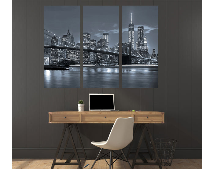 A vibrant set of three NYC wall stickers featuring removable vinyl decals, showcasing unique designs suitable for various smooth surfaces.