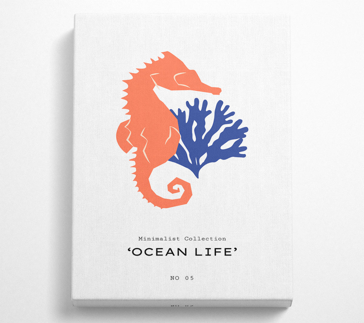 A vibrant Ocean Life canvas art piece featuring marine life, mounted on a sturdy 44mm box frame, ready to hang.