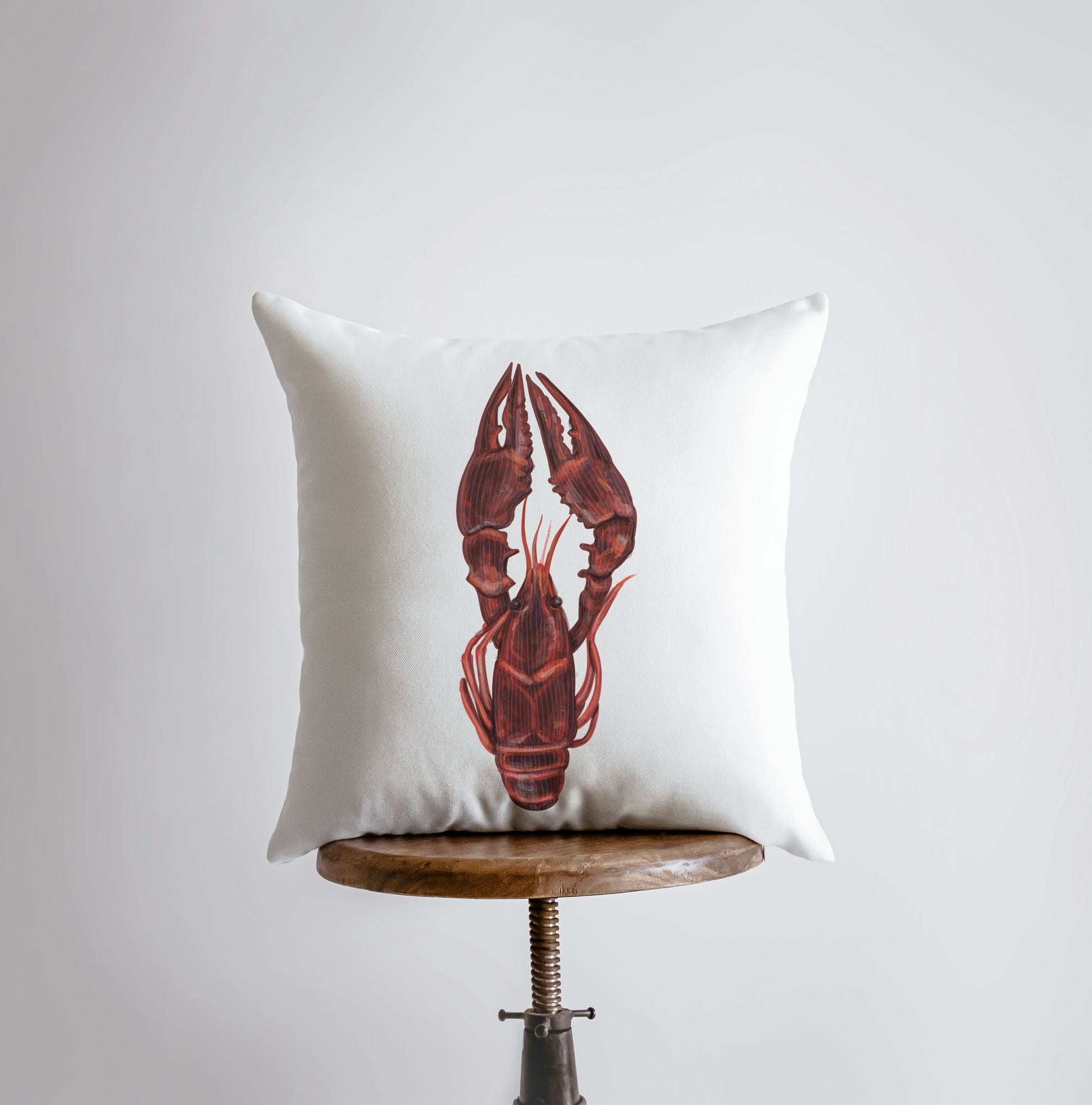 Ocean Lobster Throw Pillow featuring a crustacean pattern, handcrafted in America, perfect for coastal home decor.