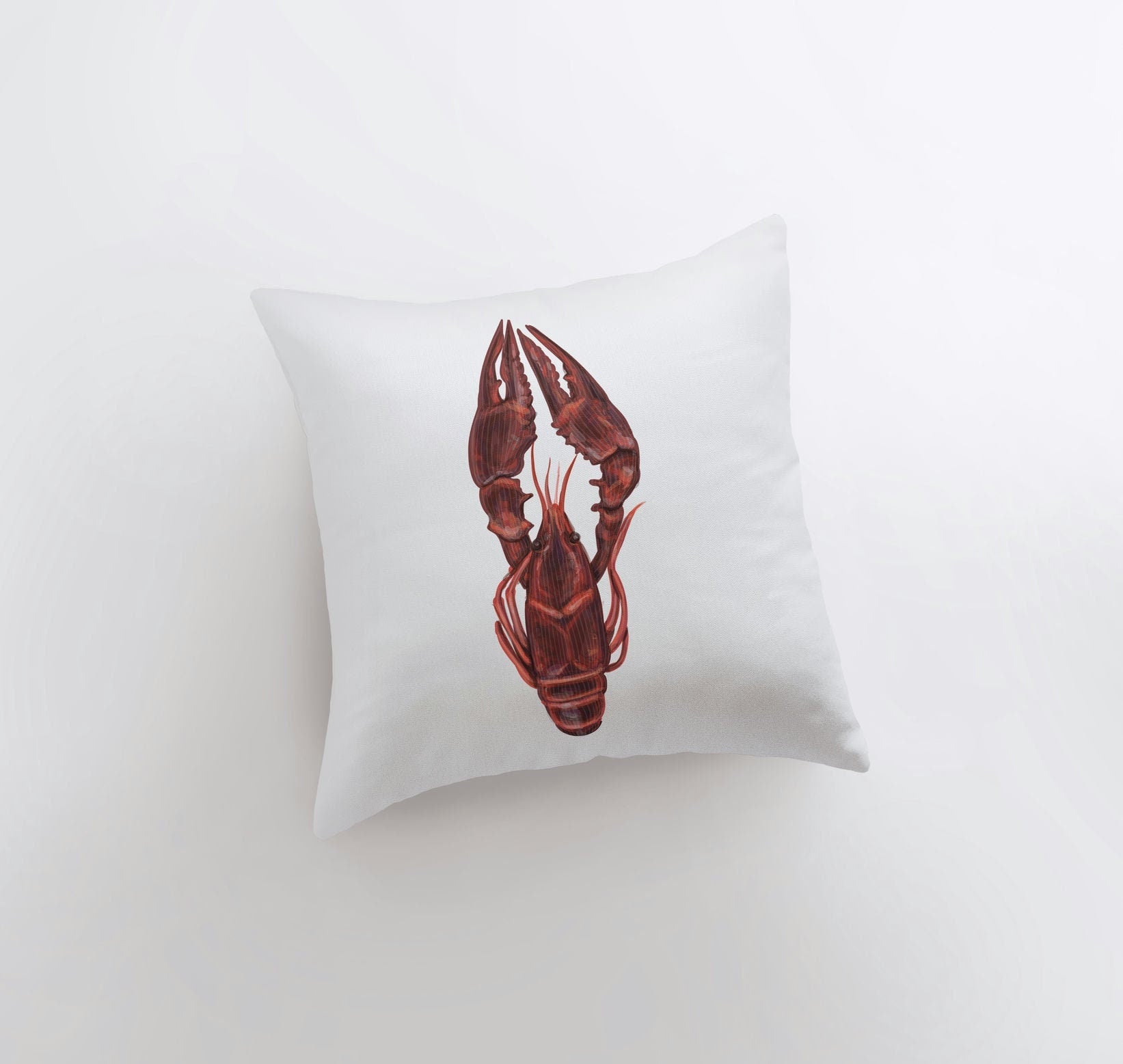 Ocean Lobster Throw Pillow featuring a crustacean pattern, handcrafted in America, perfect for coastal home decor.