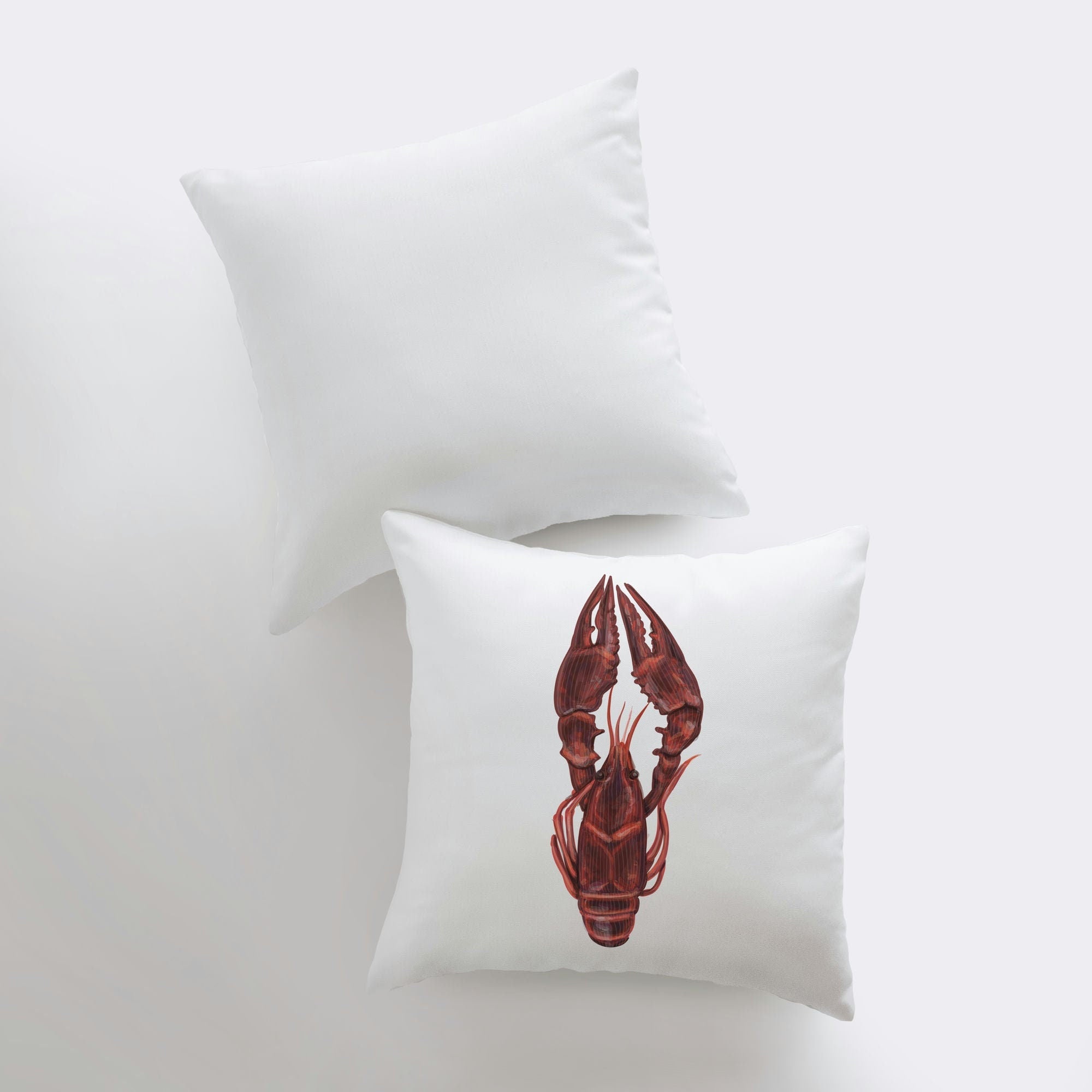 Ocean Lobster Throw Pillow featuring a crustacean pattern, handcrafted in America, perfect for coastal home decor.