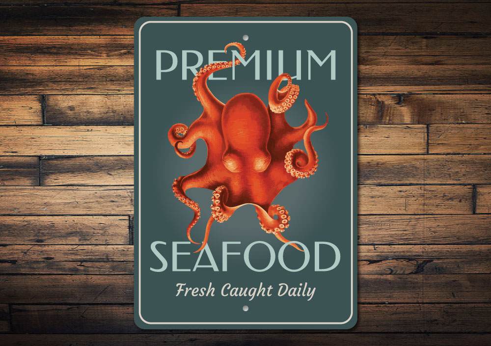 Customizable Octopus Sign made of high-quality aluminum, perfect for beach-themed decor.