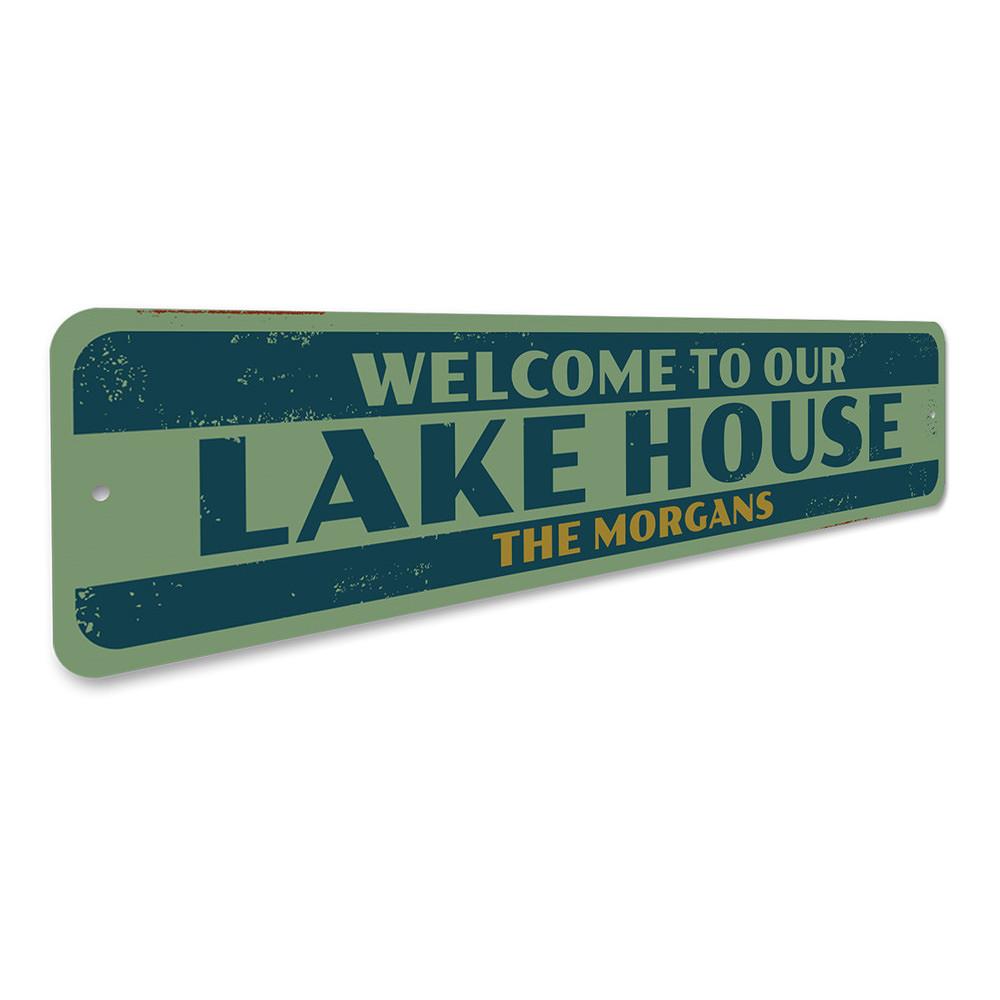 A beautifully crafted Old Lake House Sign made of high-quality aluminum, showcasing a rustic design perfect for lakehouses.