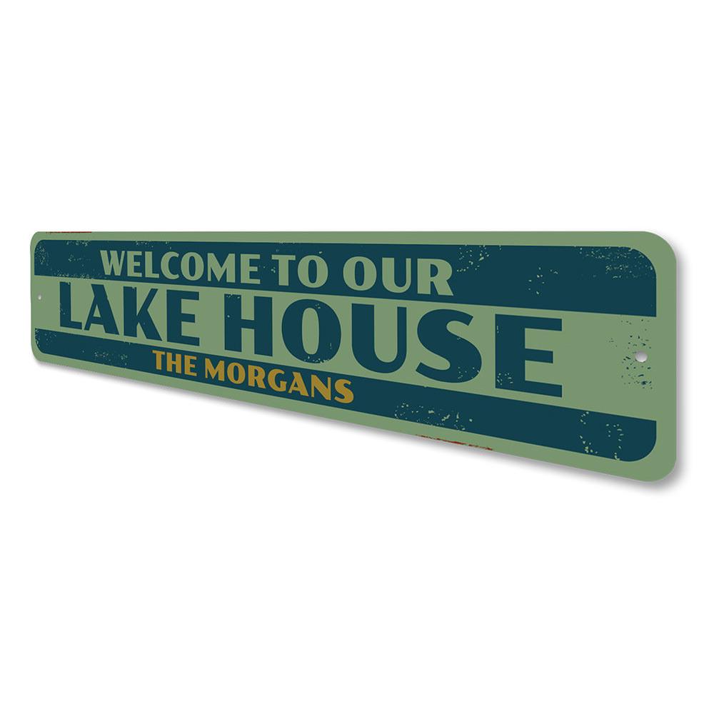 A beautifully crafted Old Lake House Sign made of high-quality aluminum, showcasing a rustic design perfect for lakehouses.