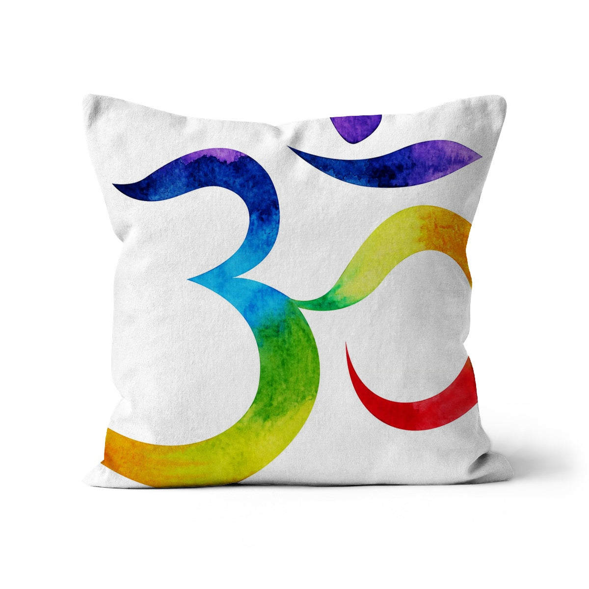 Om Peace Ethnic Cushion featuring intricate ethnic design in vibrant colors, available in soft faux suede, linen, and cotton fabrics.