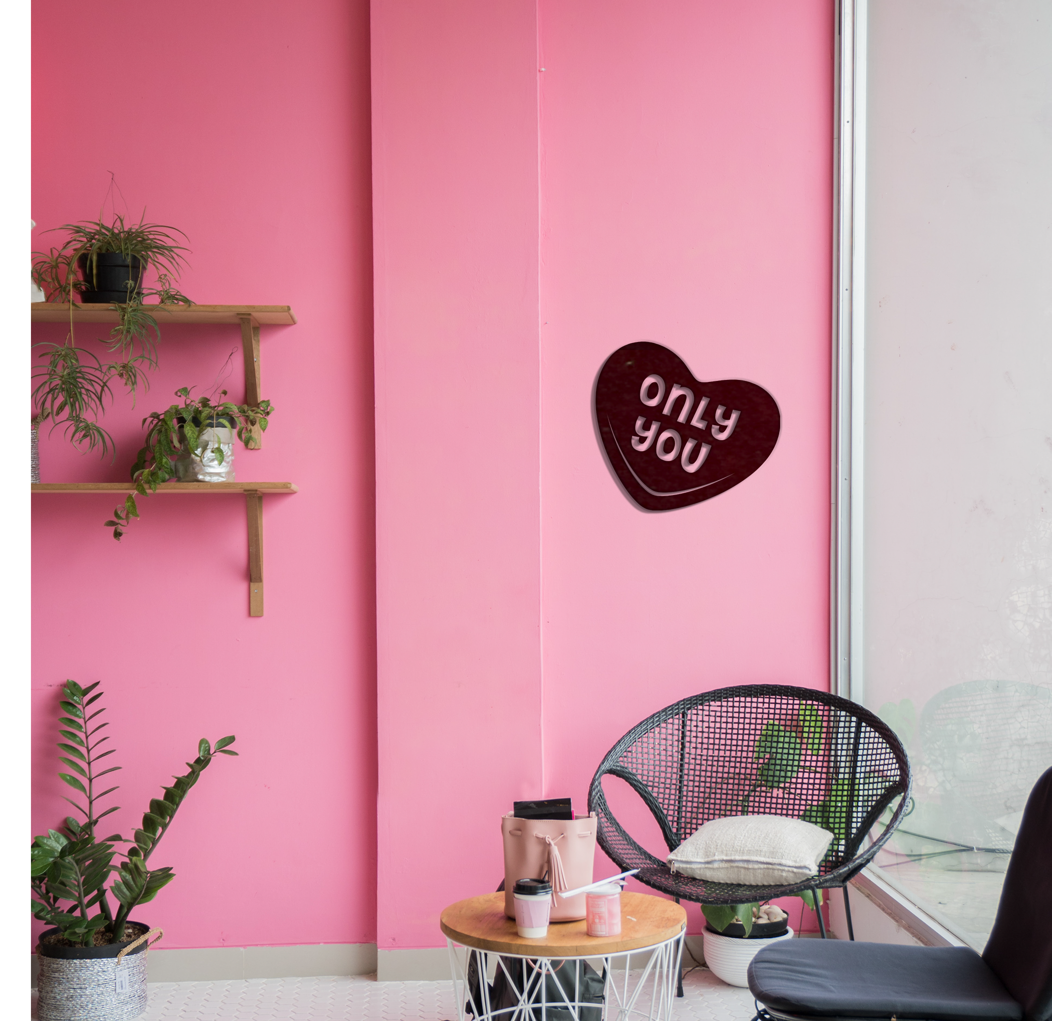 Only You Candy Heart Metal Wall Art in vibrant colors, showcasing a heart design made from high-quality steel, perfect for home decor.