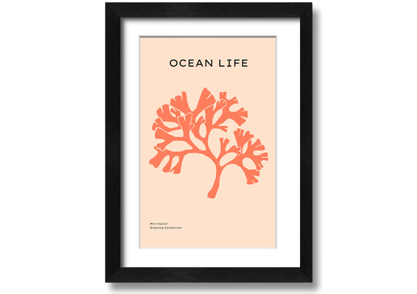 A vibrant Orange Coral Tree framed print showcasing intricate coral designs in bright orange hues, elegantly framed and ready to hang.