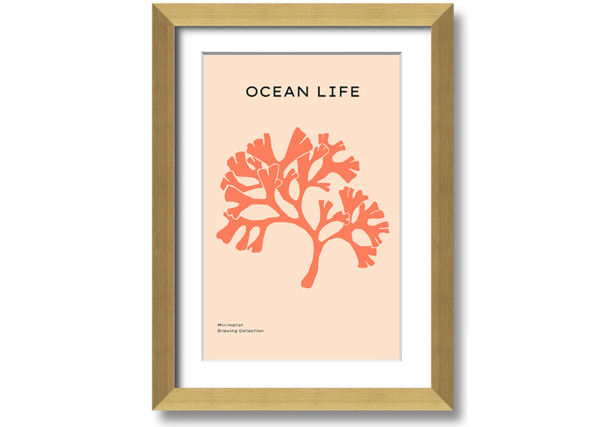 A vibrant Orange Coral Tree framed print showcasing intricate coral designs in bright orange hues, elegantly framed and ready to hang.