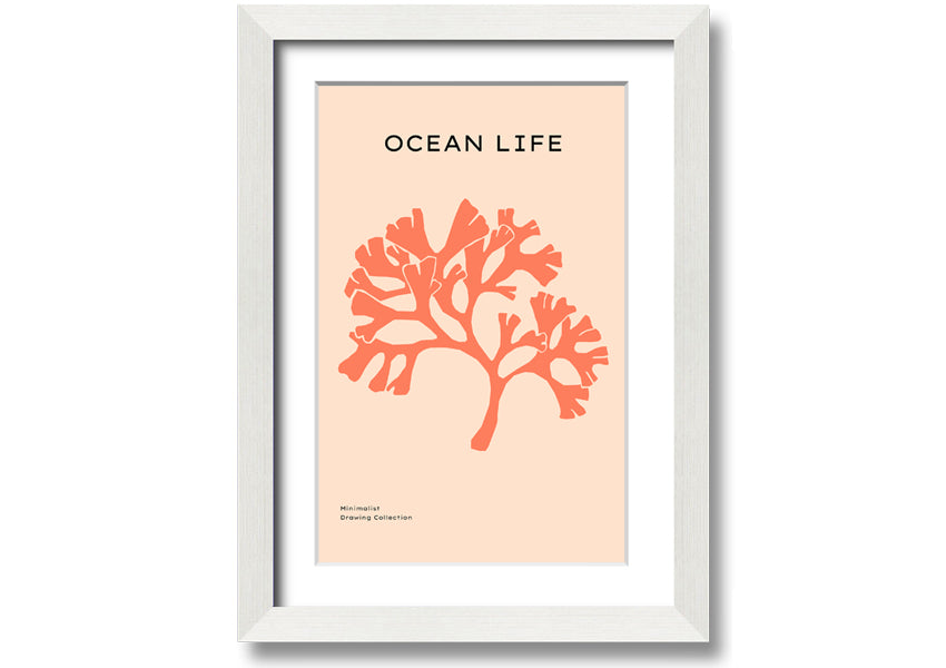 A vibrant Orange Coral Tree framed print showcasing intricate coral designs in bright orange hues, elegantly framed and ready to hang.