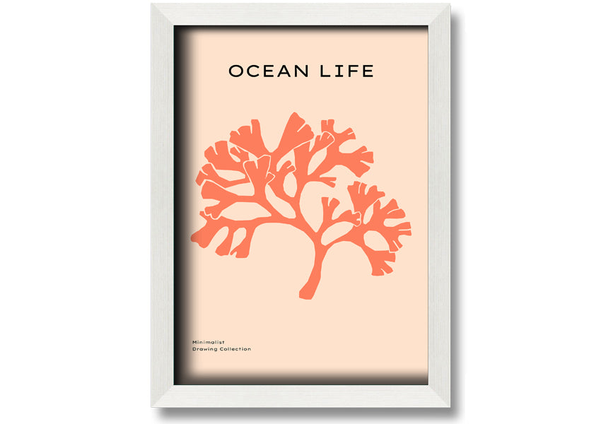 A vibrant Orange Coral Tree framed print showcasing intricate coral designs in bright orange hues, elegantly framed and ready to hang.