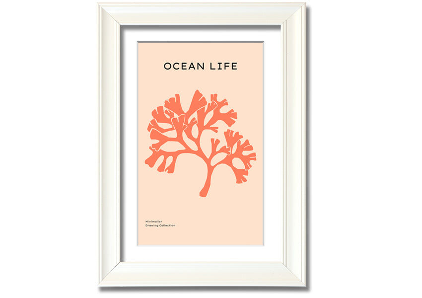 A vibrant Orange Coral Tree framed print showcasing intricate coral designs in bright orange hues, elegantly framed and ready to hang.