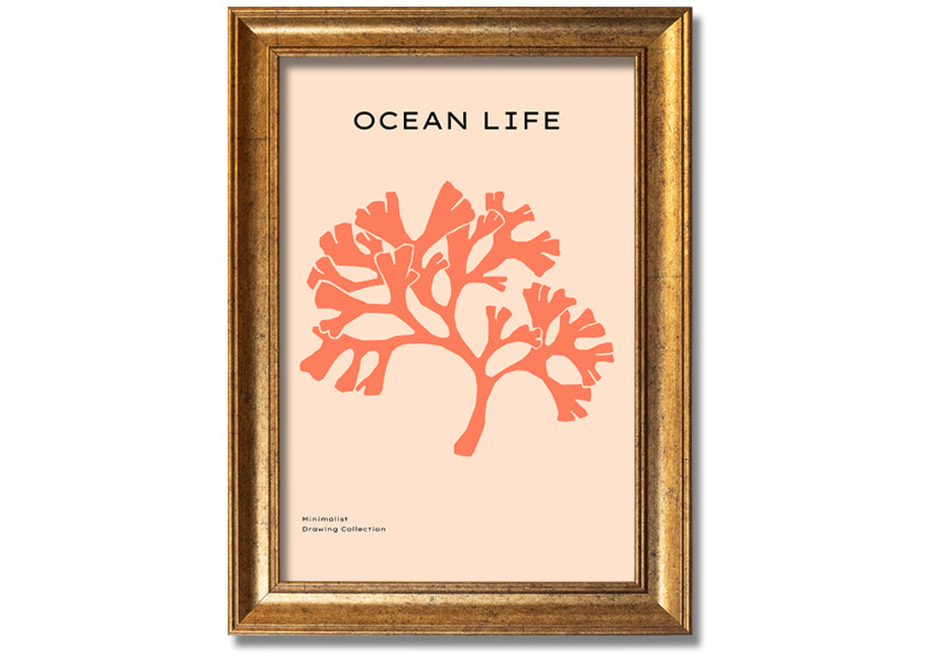 A vibrant Orange Coral Tree framed print showcasing intricate coral designs in bright orange hues, elegantly framed and ready to hang.