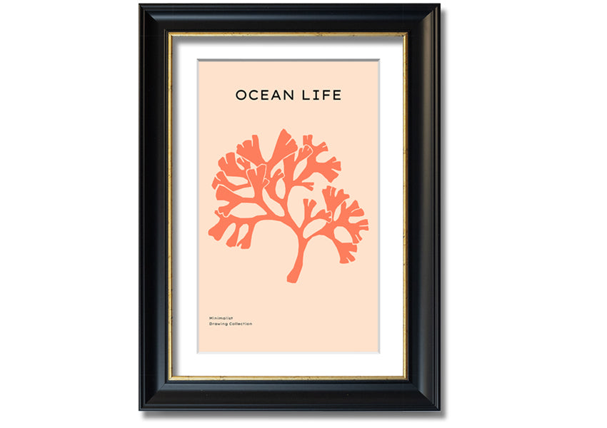 A vibrant Orange Coral Tree framed print showcasing intricate coral designs in bright orange hues, elegantly framed and ready to hang.