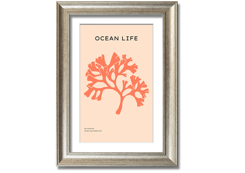 A vibrant Orange Coral Tree framed print showcasing intricate coral designs in bright orange hues, elegantly framed and ready to hang.