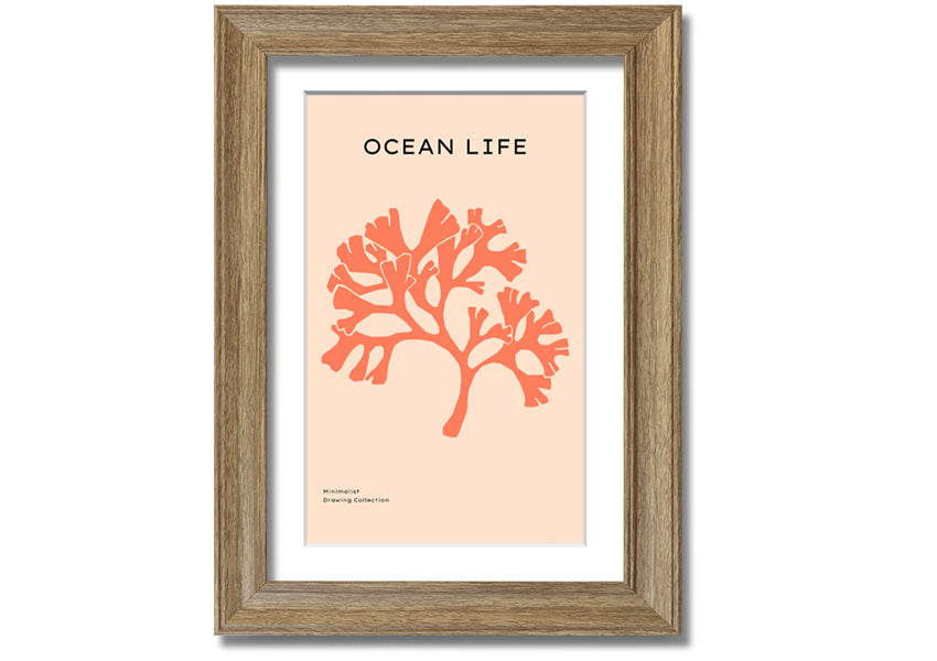 A vibrant Orange Coral Tree framed print showcasing intricate coral designs in bright orange hues, elegantly framed and ready to hang.