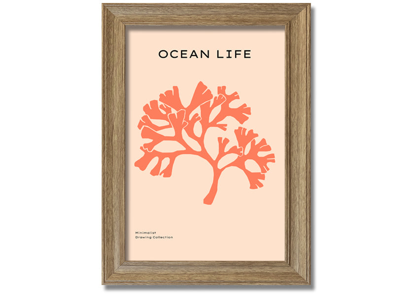 A vibrant Orange Coral Tree framed print showcasing intricate coral designs in bright orange hues, elegantly framed and ready to hang.