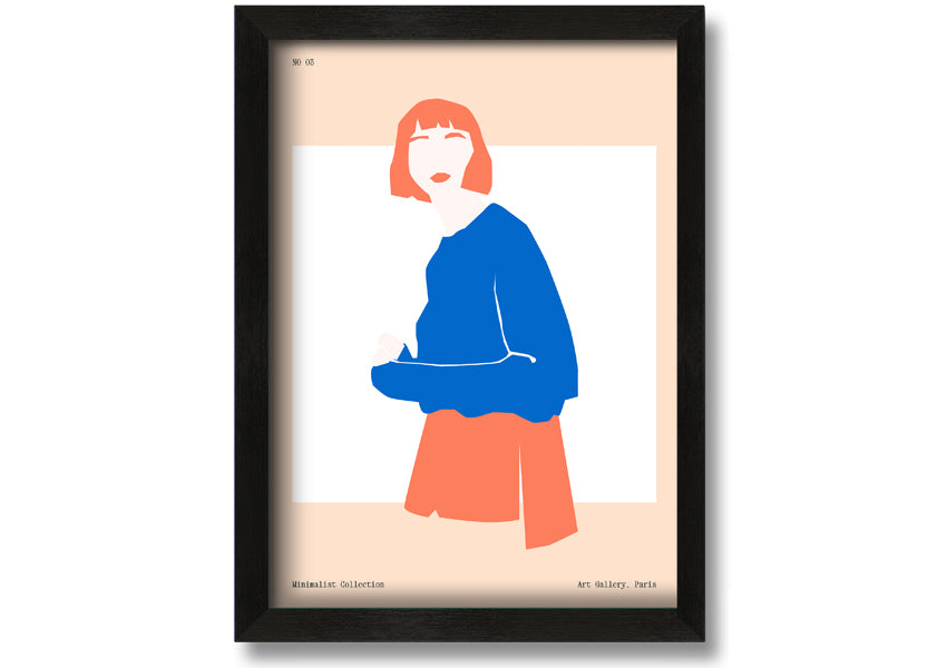 Framed print of a woman with vibrant orange hair, showcasing artistic expression and handmade quality.