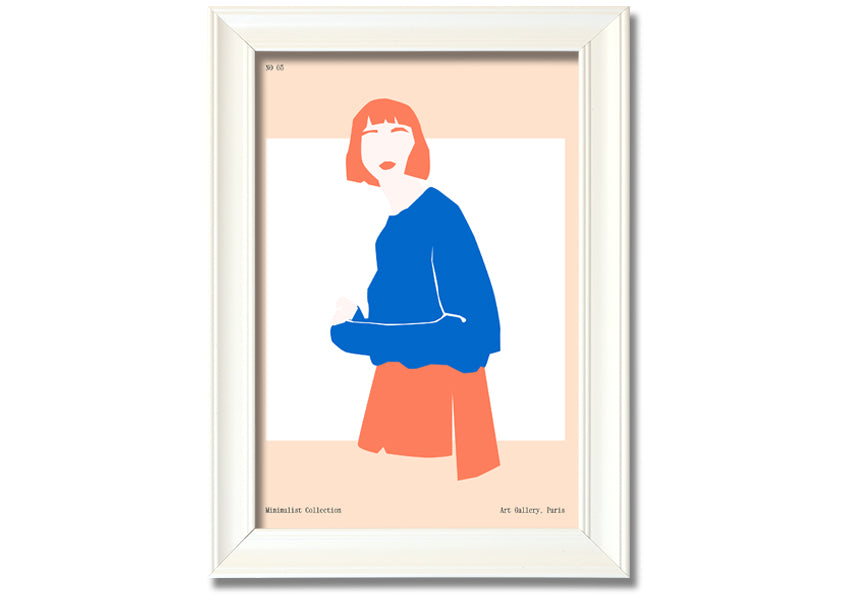 Framed print of a woman with vibrant orange hair, showcasing artistic expression and handmade quality.