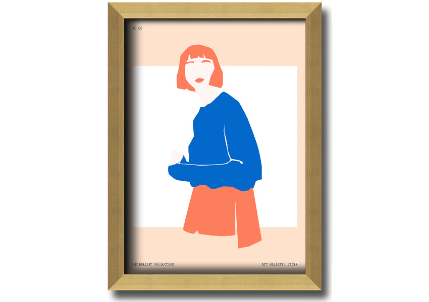 Framed print of a woman with vibrant orange hair, showcasing artistic expression and handmade quality.