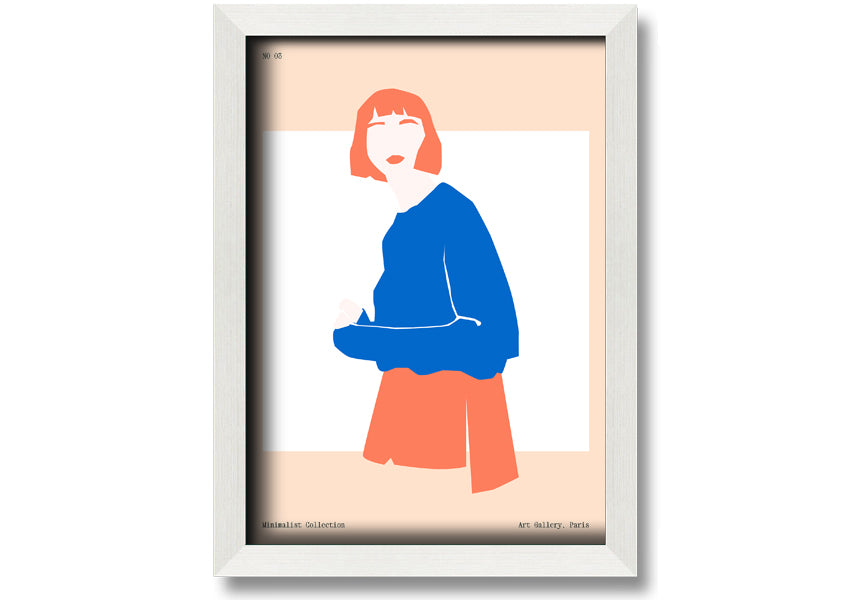 Framed print of a woman with vibrant orange hair, showcasing artistic expression and handmade quality.