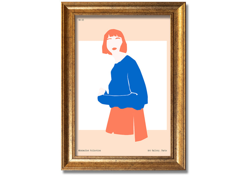 Framed print of a woman with vibrant orange hair, showcasing artistic expression and handmade quality.