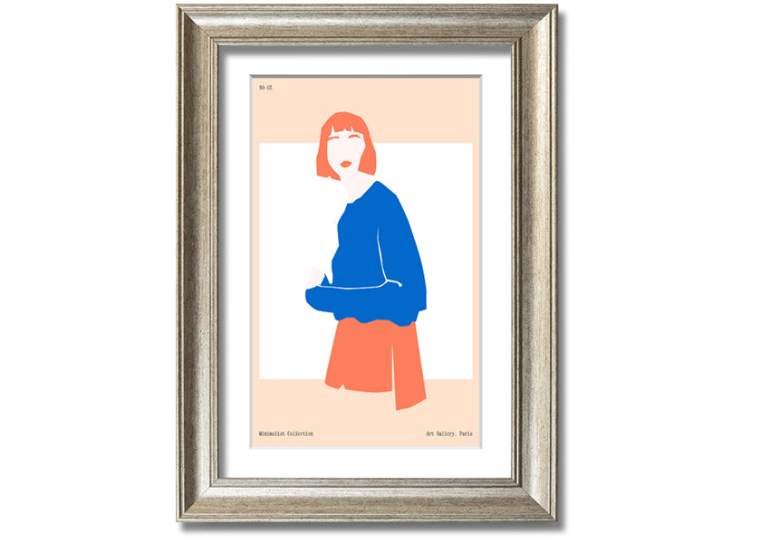 Framed print of a woman with vibrant orange hair, showcasing artistic expression and handmade quality.