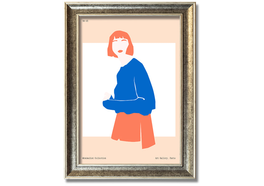 Framed print of a woman with vibrant orange hair, showcasing artistic expression and handmade quality.