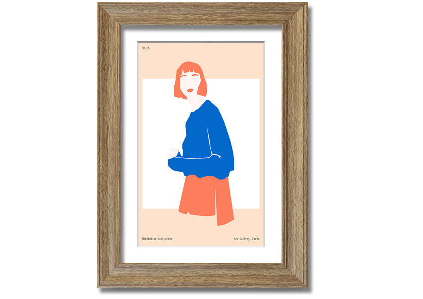 Framed print of a woman with vibrant orange hair, showcasing artistic expression and handmade quality.