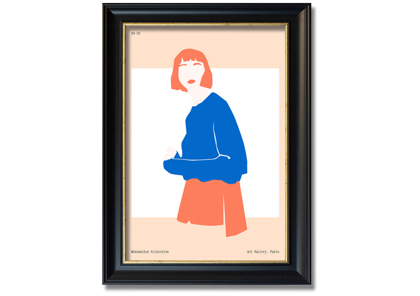 Framed print of a woman with vibrant orange hair, showcasing artistic expression and handmade quality.