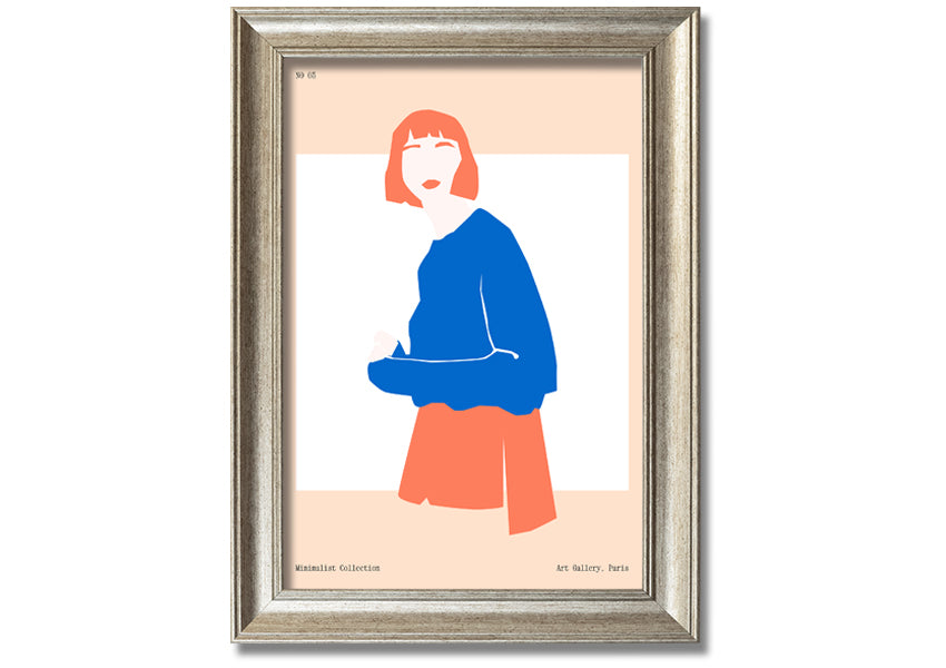 Framed print of a woman with vibrant orange hair, showcasing artistic expression and handmade quality.