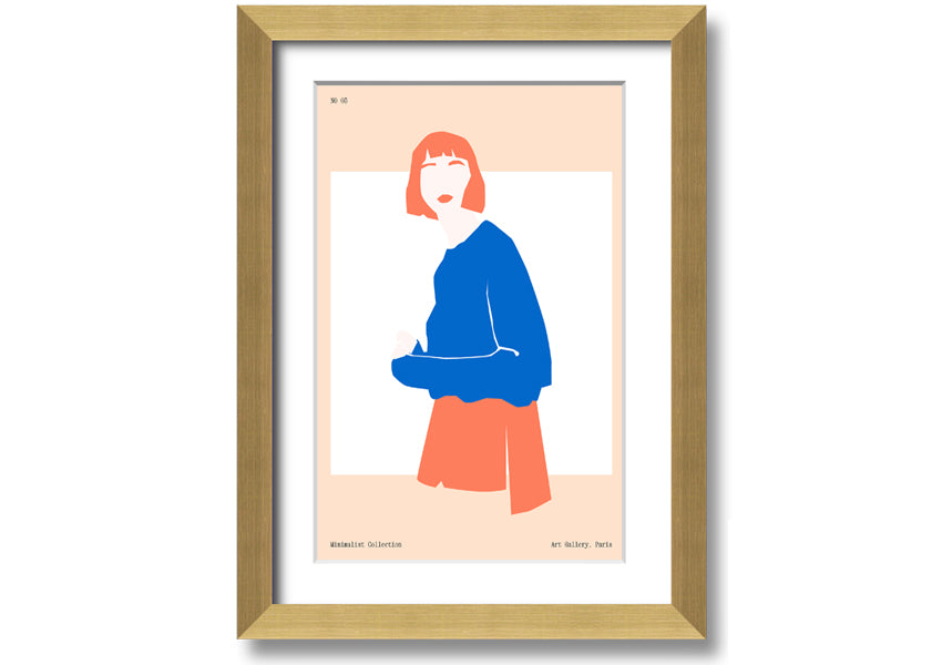 Framed print of a woman with vibrant orange hair, showcasing artistic expression and handmade quality.