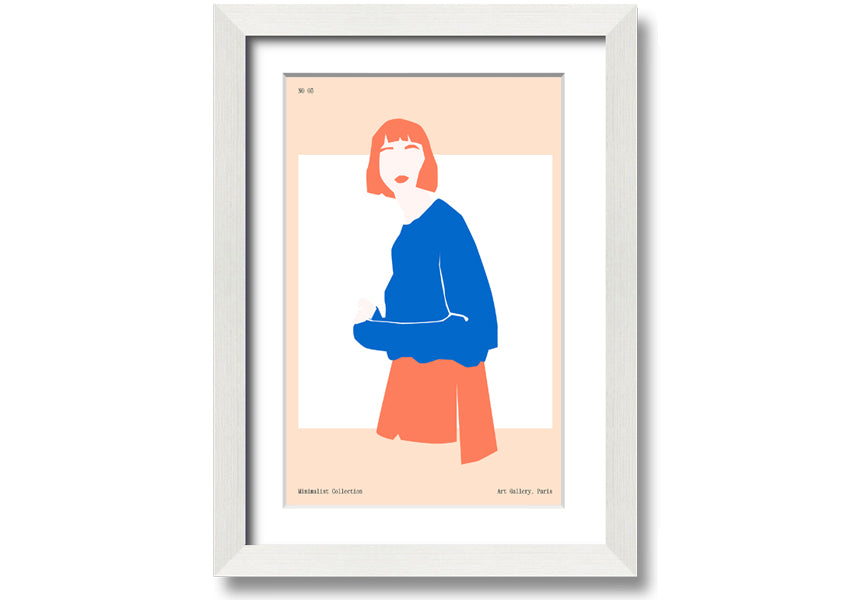 Framed print of a woman with vibrant orange hair, showcasing artistic expression and handmade quality.