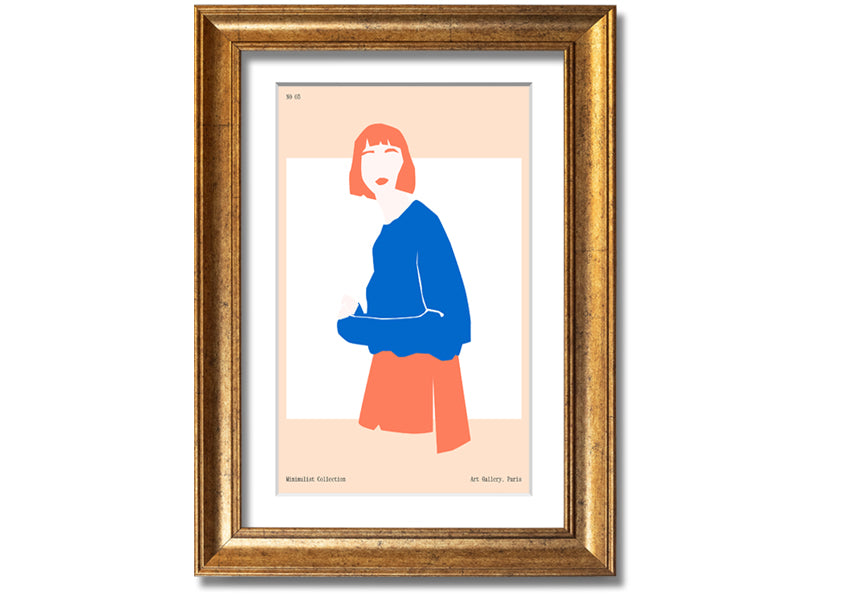 Framed print of a woman with vibrant orange hair, showcasing artistic expression and handmade quality.