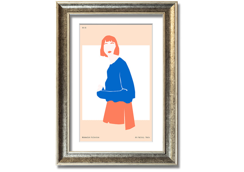 Framed print of a woman with vibrant orange hair, showcasing artistic expression and handmade quality.