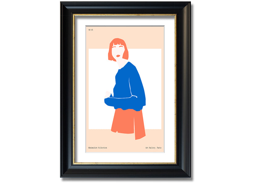 Framed print of a woman with vibrant orange hair, showcasing artistic expression and handmade quality.