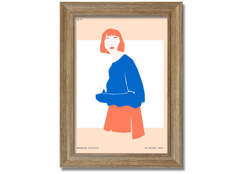 Framed print of a woman with vibrant orange hair, showcasing artistic expression and handmade quality.