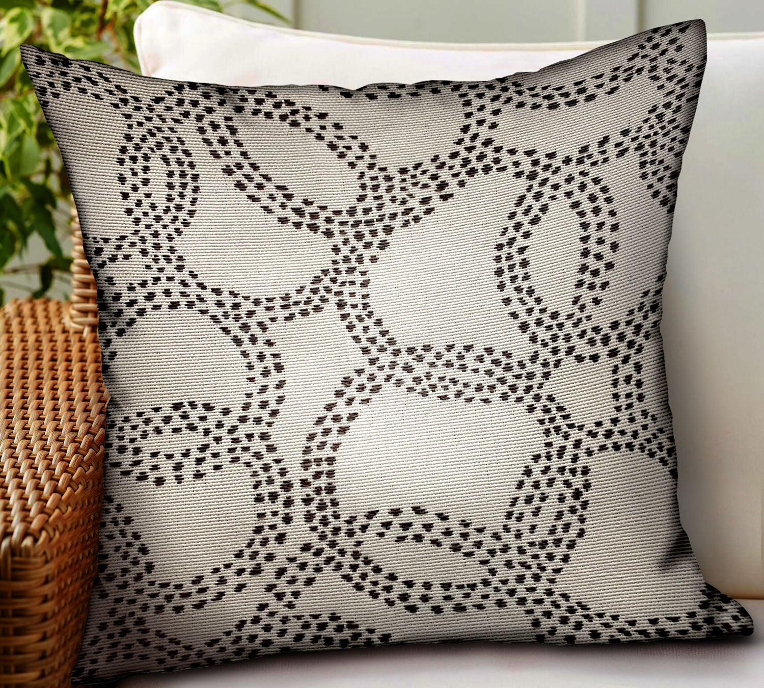 Orbit Rain Charcoal Scales Luxury Throw Pillow showcasing a unique scales pattern in charcoal color, perfect for indoor and outdoor use.