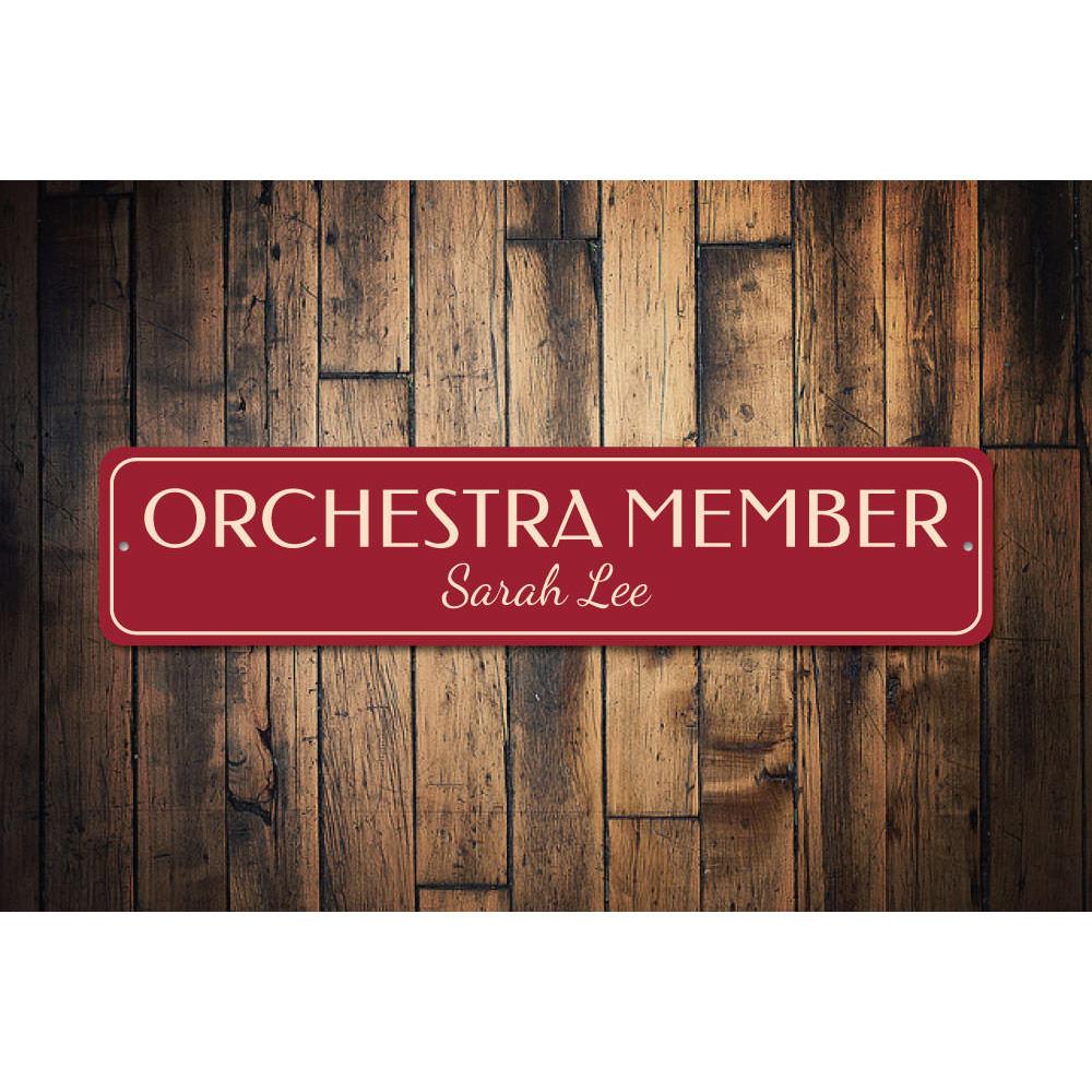 Customizable Orchestra Sign made of high-quality aluminum, featuring pre-drilled holes for easy mounting, perfect for home decor.