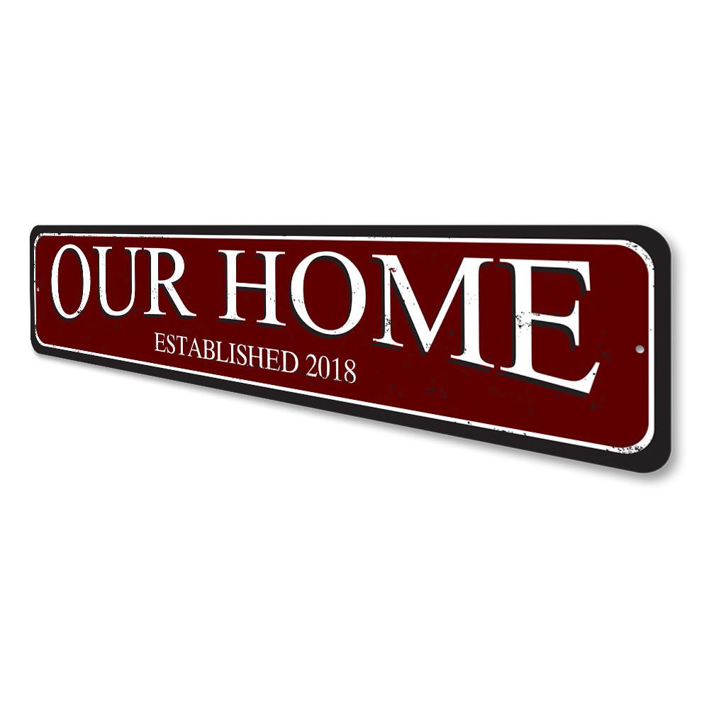 A customizable decorative home sign made of high-quality aluminum, featuring pre-drilled holes for easy mounting, showcasing a stylish design.