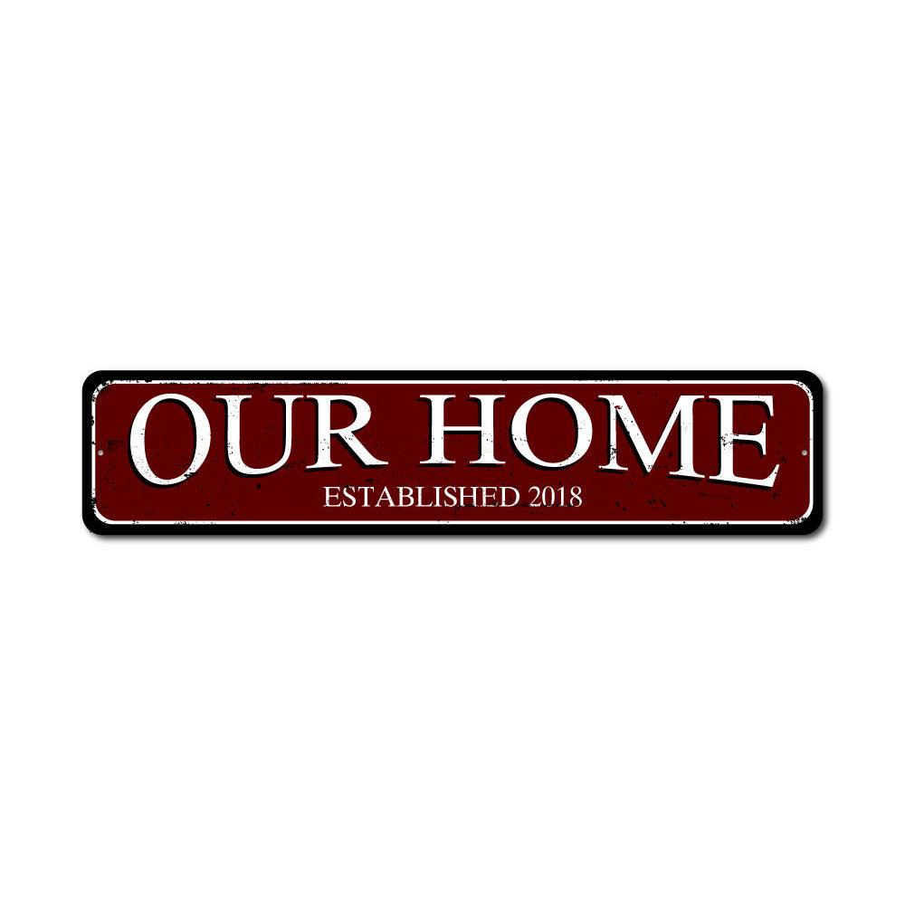 A customizable decorative home sign made of high-quality aluminum, featuring pre-drilled holes for easy mounting, showcasing a stylish design.