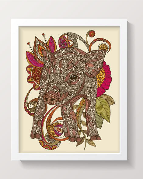 Vibrant Paisley Piggy artwork printed on 8x10 photographic paper, showcasing intricate paisley patterns.