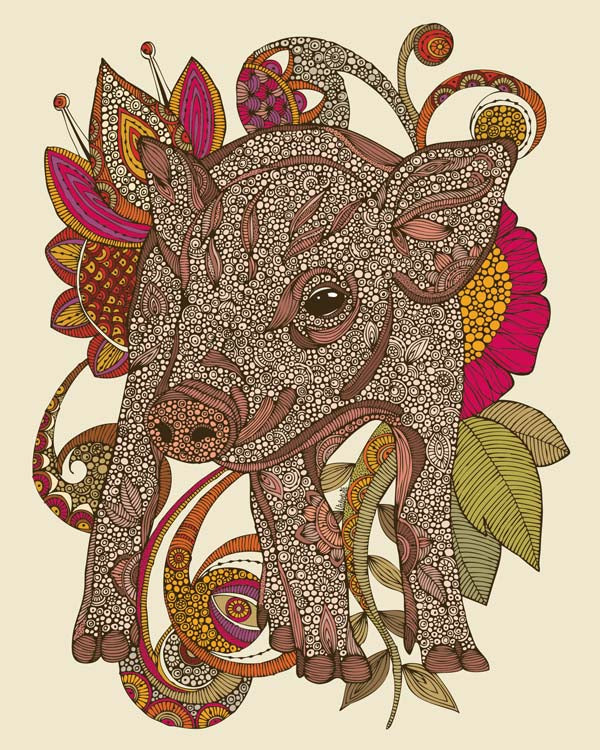 Vibrant Paisley Piggy artwork printed on 8x10 photographic paper, showcasing intricate paisley patterns.